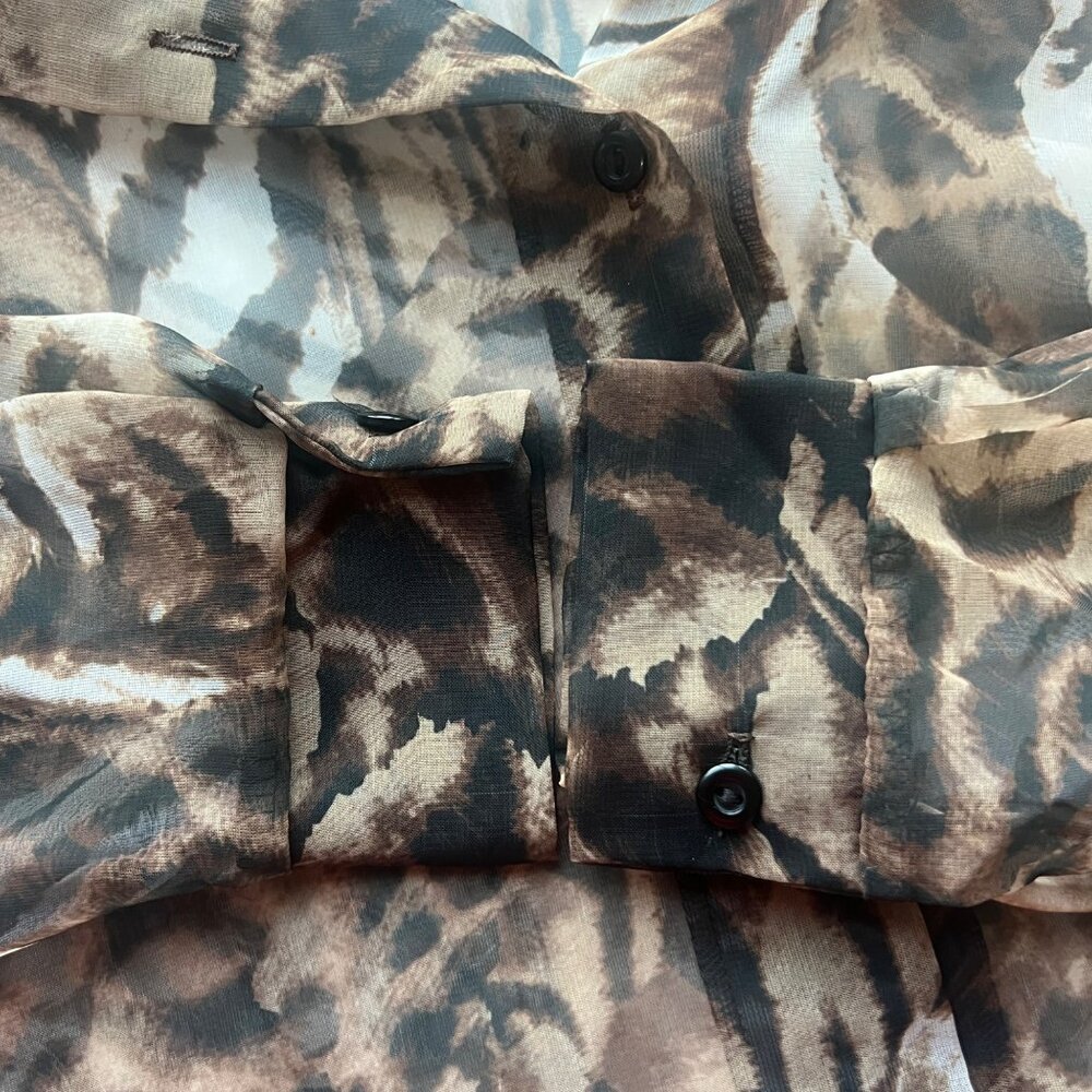 Via Max Sheer Leopard & Zebra Print Button-Up Blo… - image 5